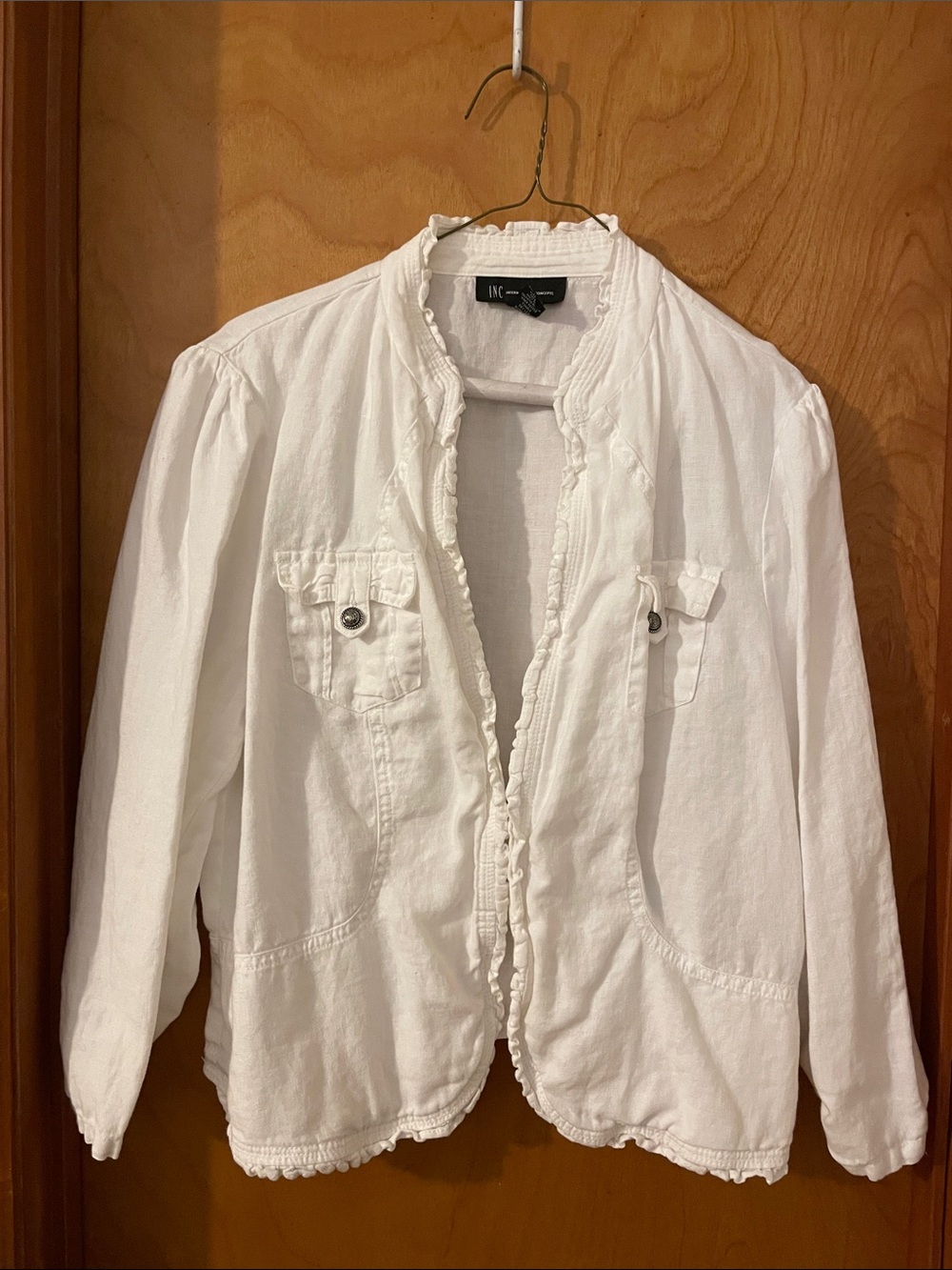INC International Concepts White Linen Jacket